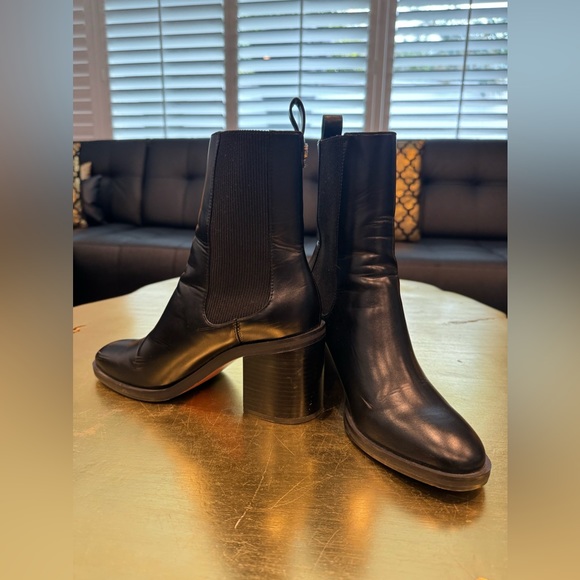 Zara Wide Heel Stretch Ankle Boots Size 37 - Picture 9 of 13